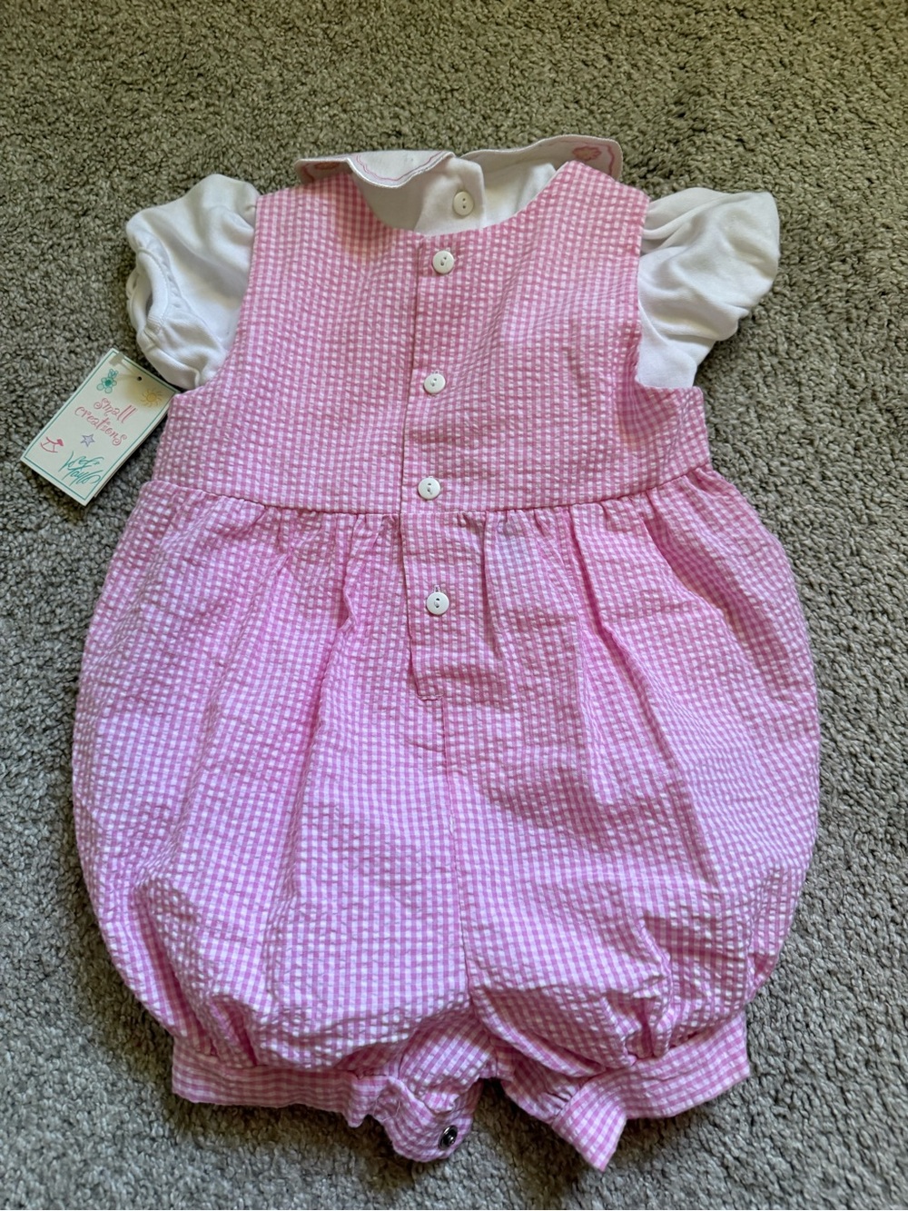 Vintage Gingham Girl Bubble Romper
